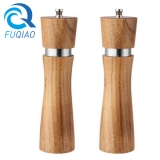 Nature Wooden Manual Salt and Pepper Mill Set with Stainless Steel Ring