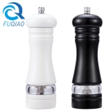Black White Manual Wooden Salt and Pepper Grinder with Acrylic Visible Window